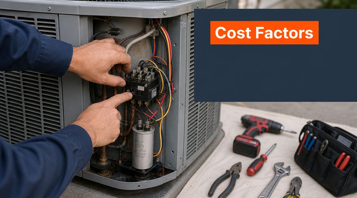 A technician performing a professional inspection and repair on the internal electrical components of an outdoor air conditioner.